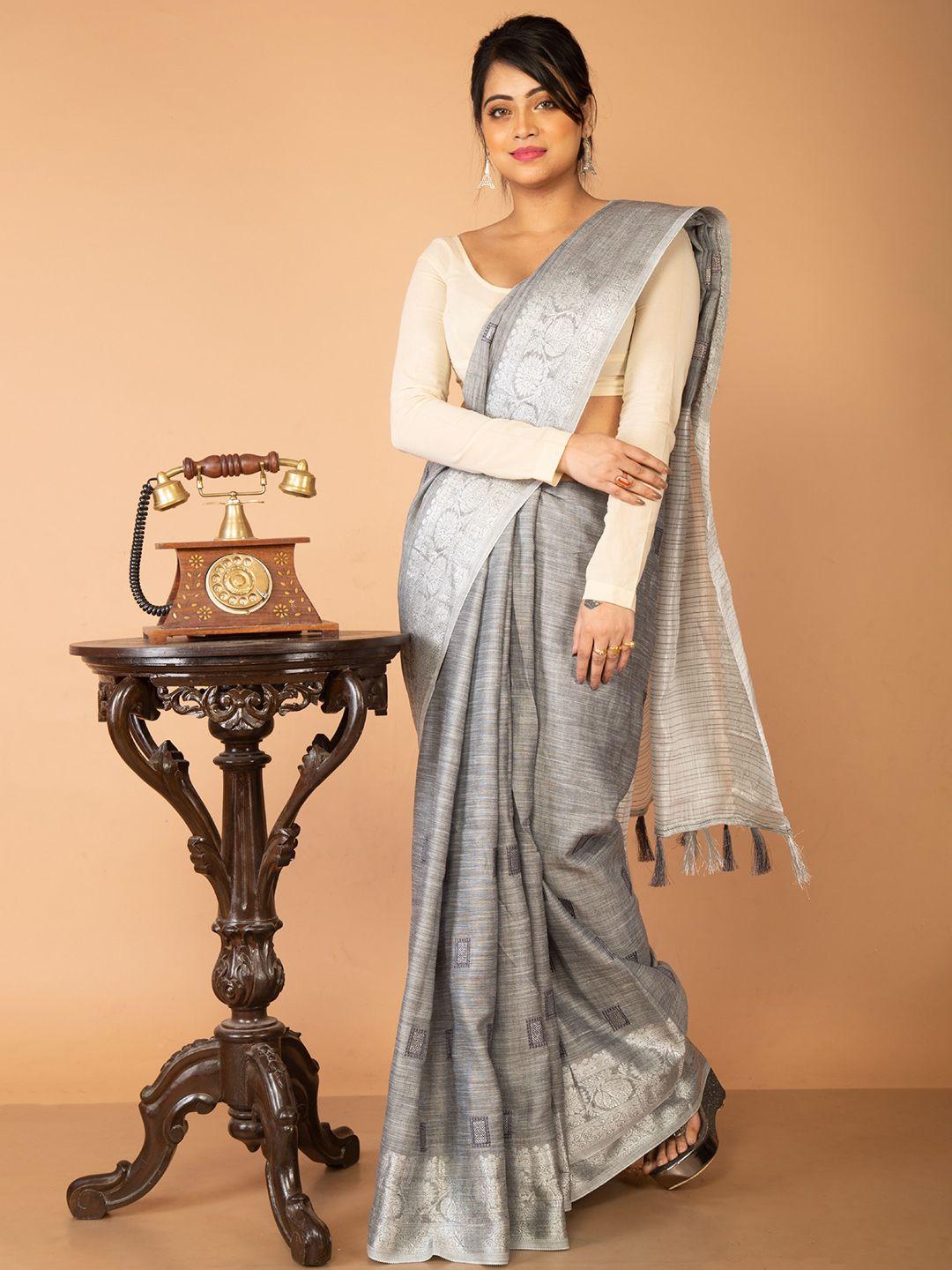 unnati silks women grey sarees