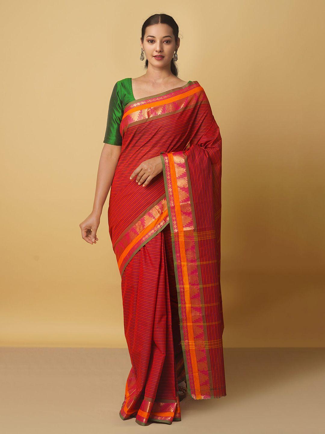 unnati silks woven design zari pure cotton kanjeevaram saree