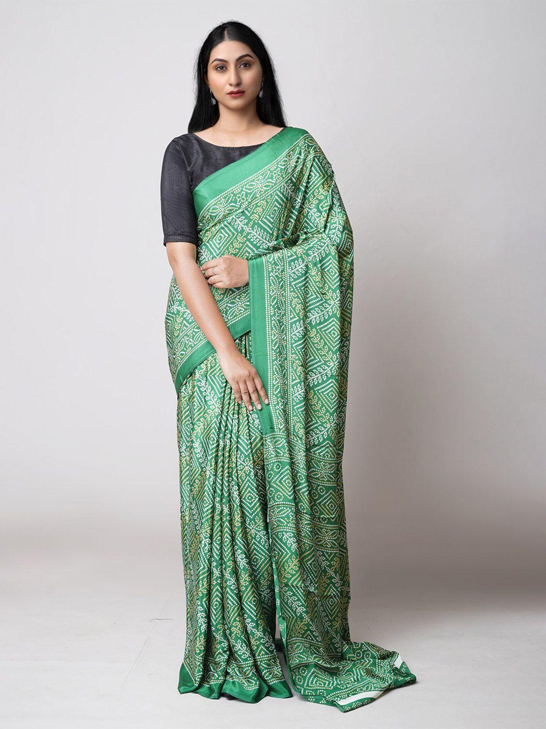 unnati silks bandhani printed silk blend saree