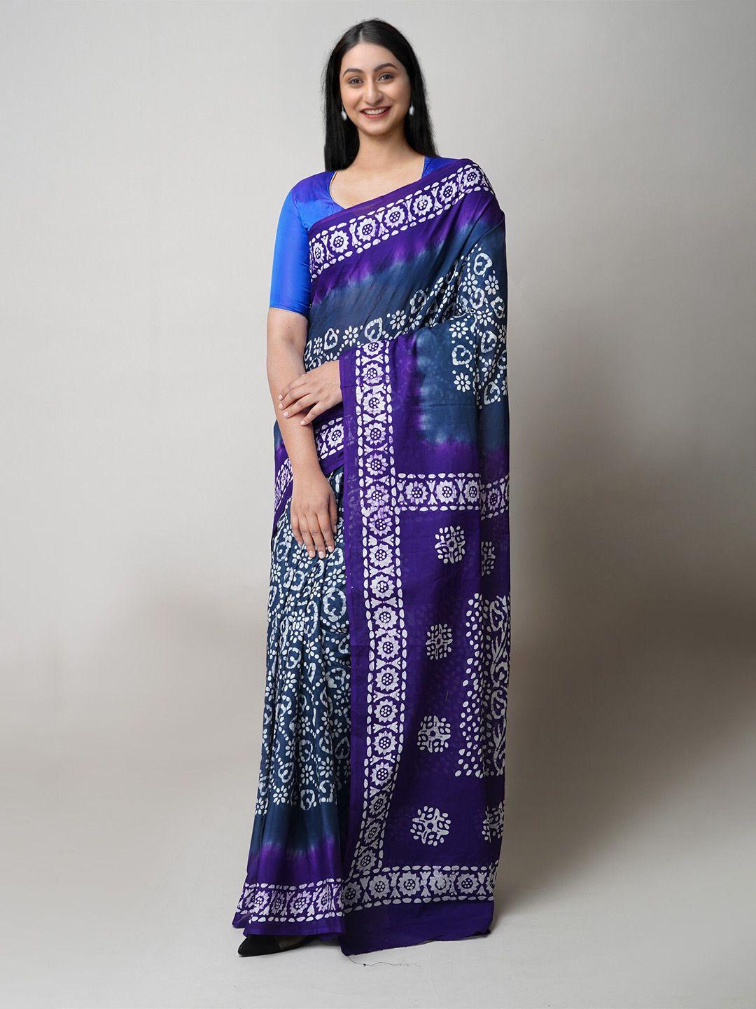 unnati silks batik printed zari pure cotton kota saree