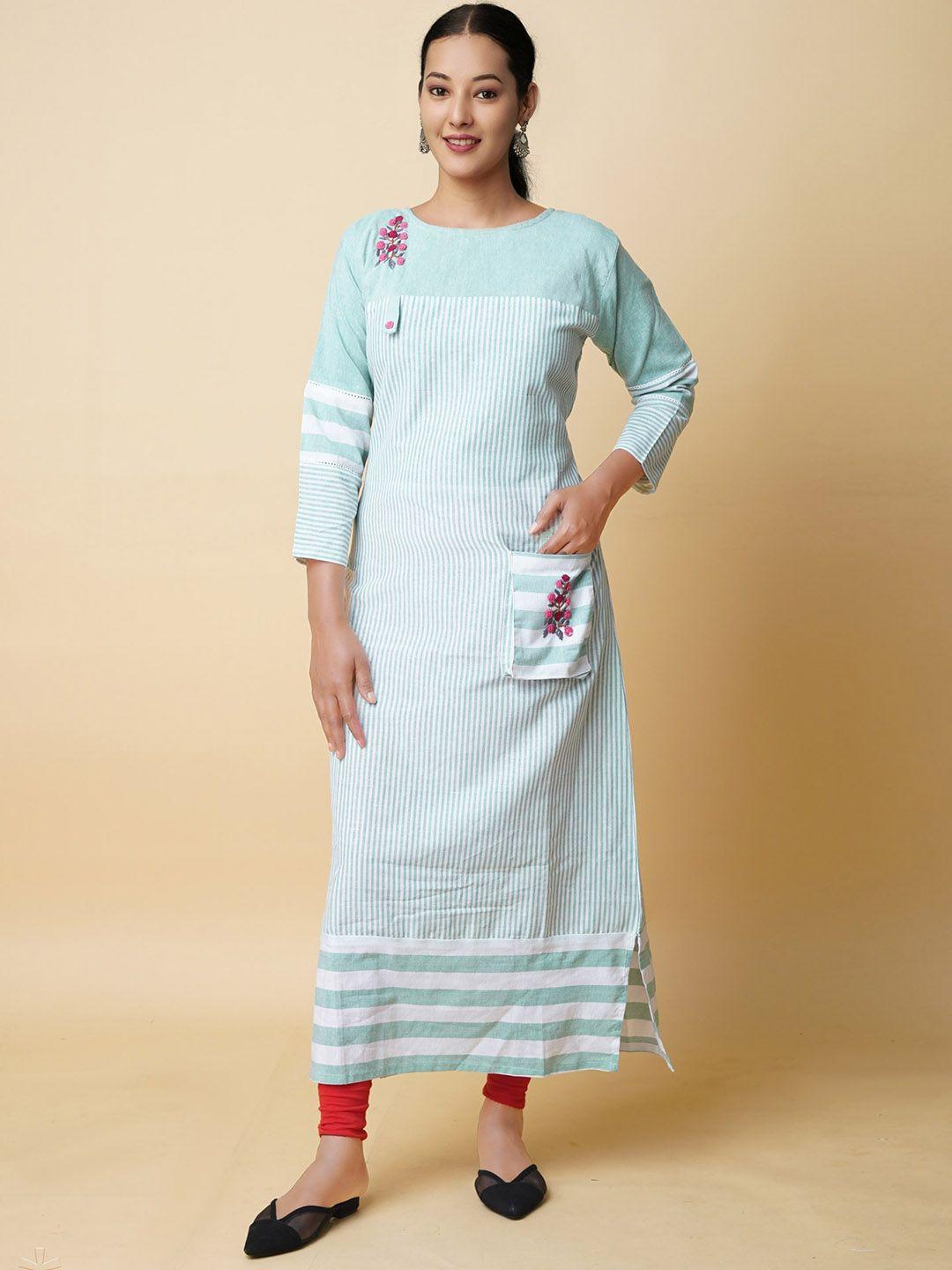 unnati silks embroidered rpund neck cotton kurta