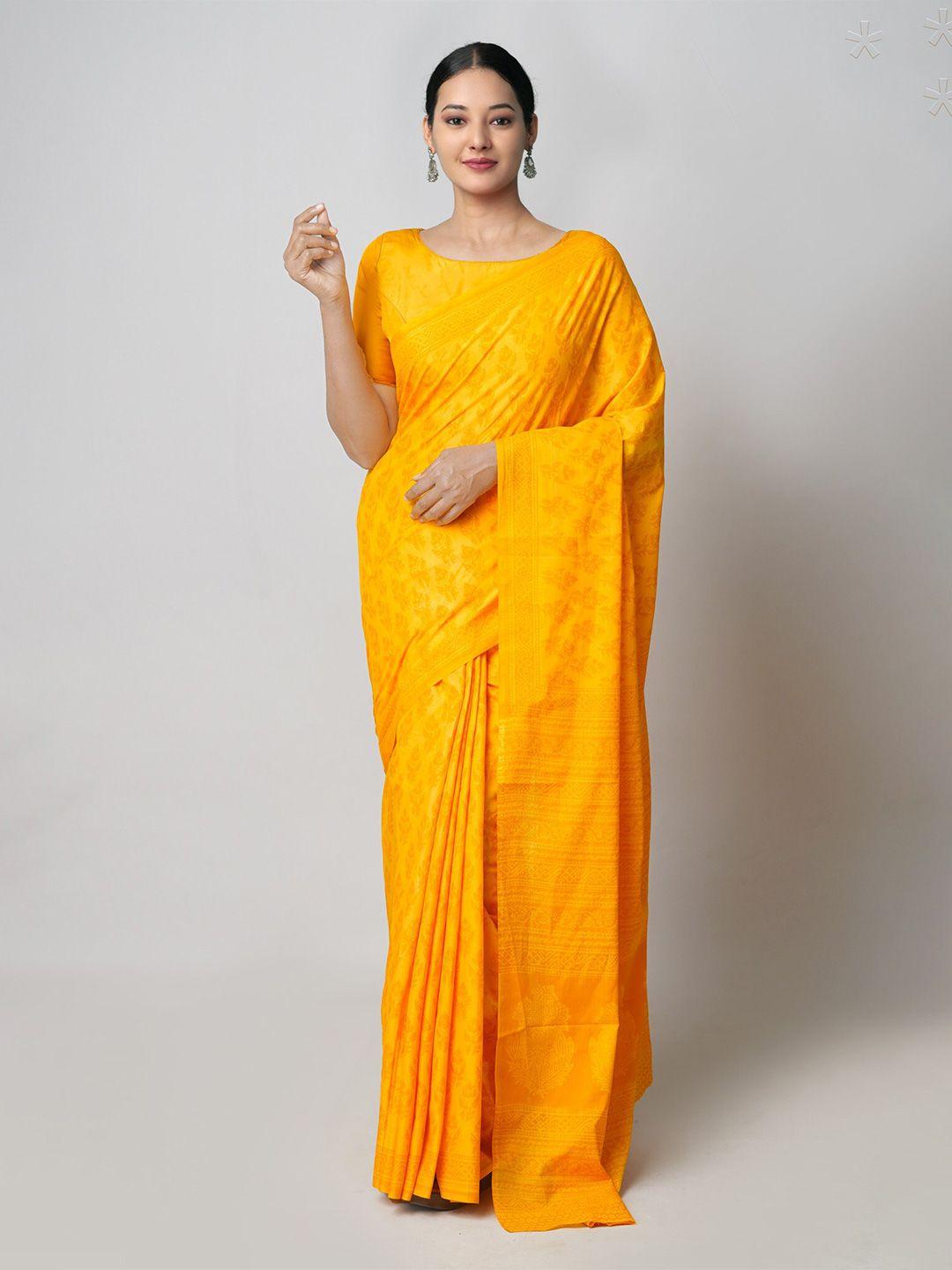 unnati silks ethnic motifs block printed pure cotton saree