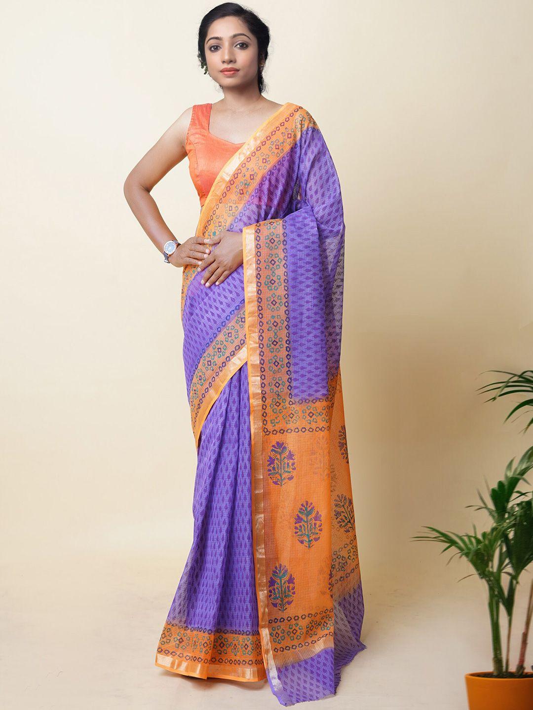 unnati silks ethnic motifs hand block printed zari handloom kota saree