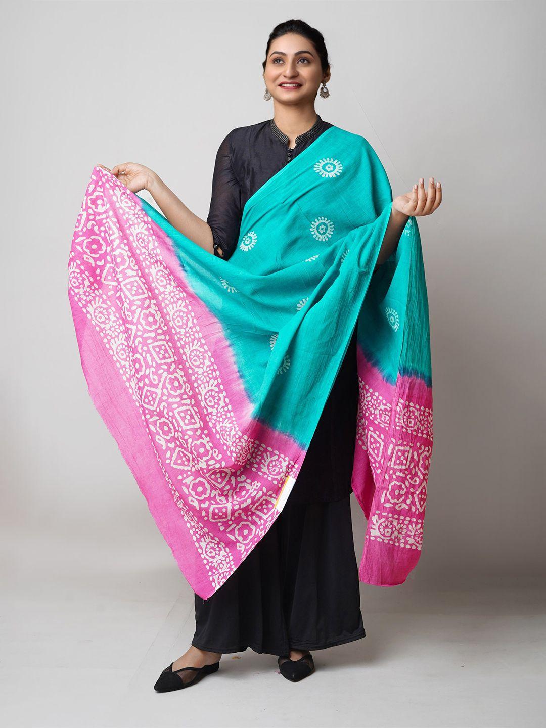unnati silks ethnic motifs printed batik pure cotton dupatta