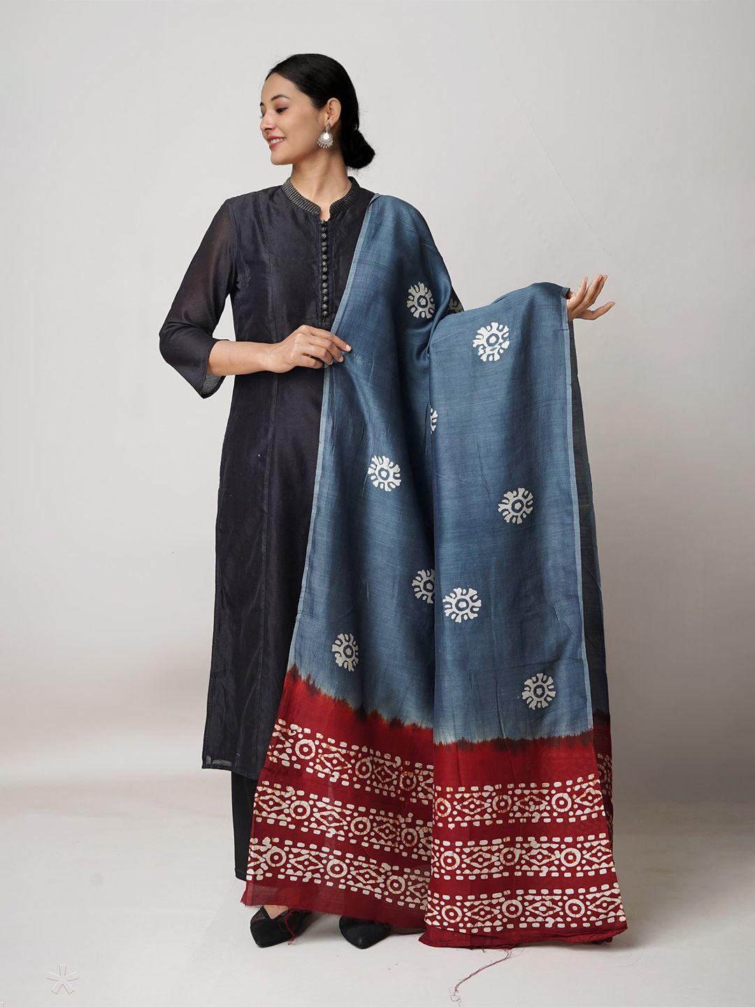 unnati silks ethnic motifs printed chanderi batik dupatta