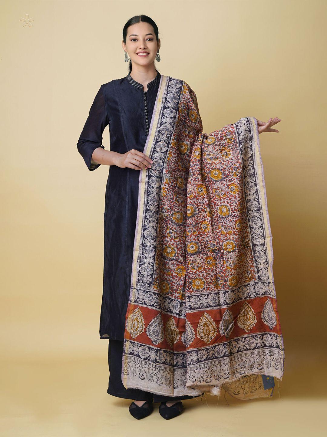 unnati silks ethnic motifs printed chanderi kalamkari dupatta
