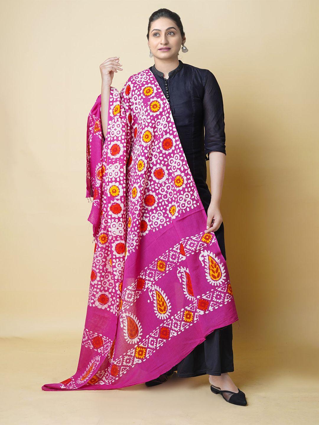 unnati silks ethnic motifs printed cotton batik dupatta