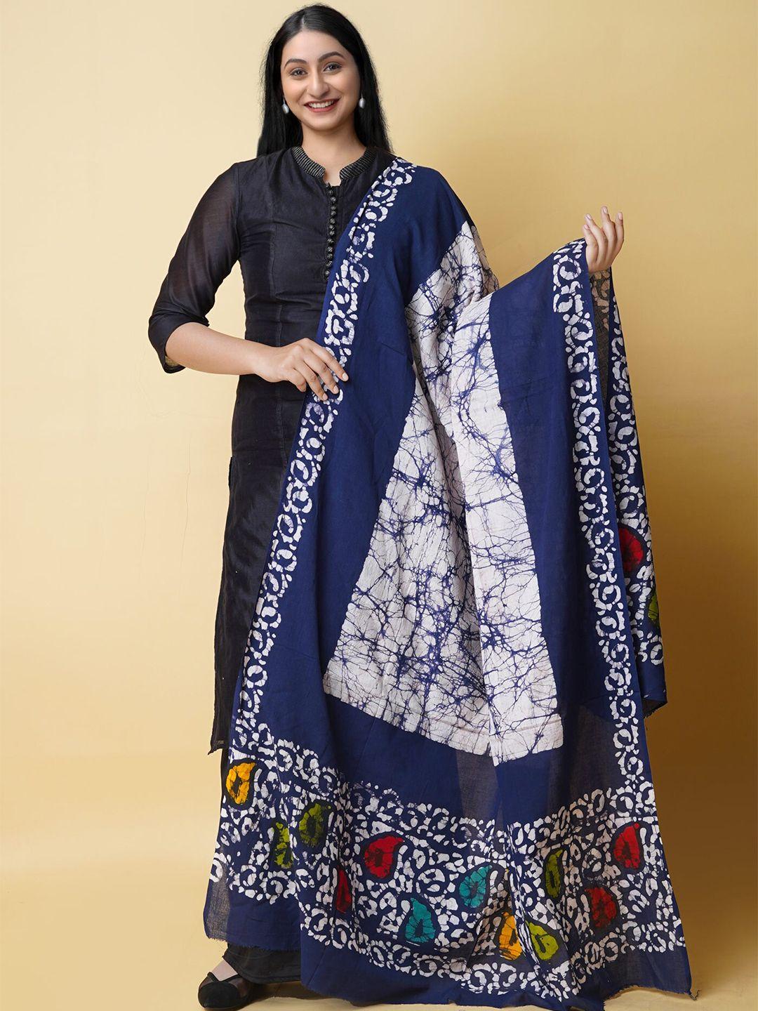 unnati silks ethnic motifs printed pure cotton batik dupatta