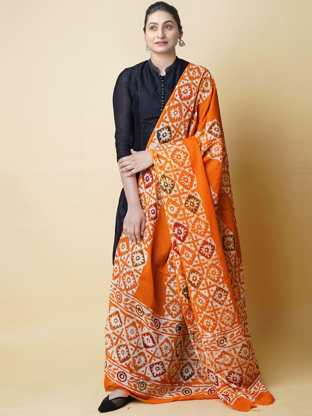 unnati silks ethnic motifs printed pure cotton batik dupatta