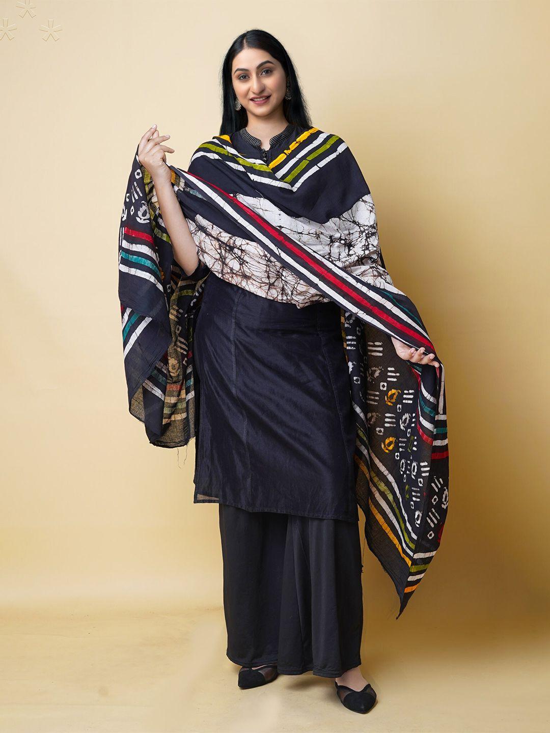 unnati silks ethnic motifs printed pure cotton batik dupatta