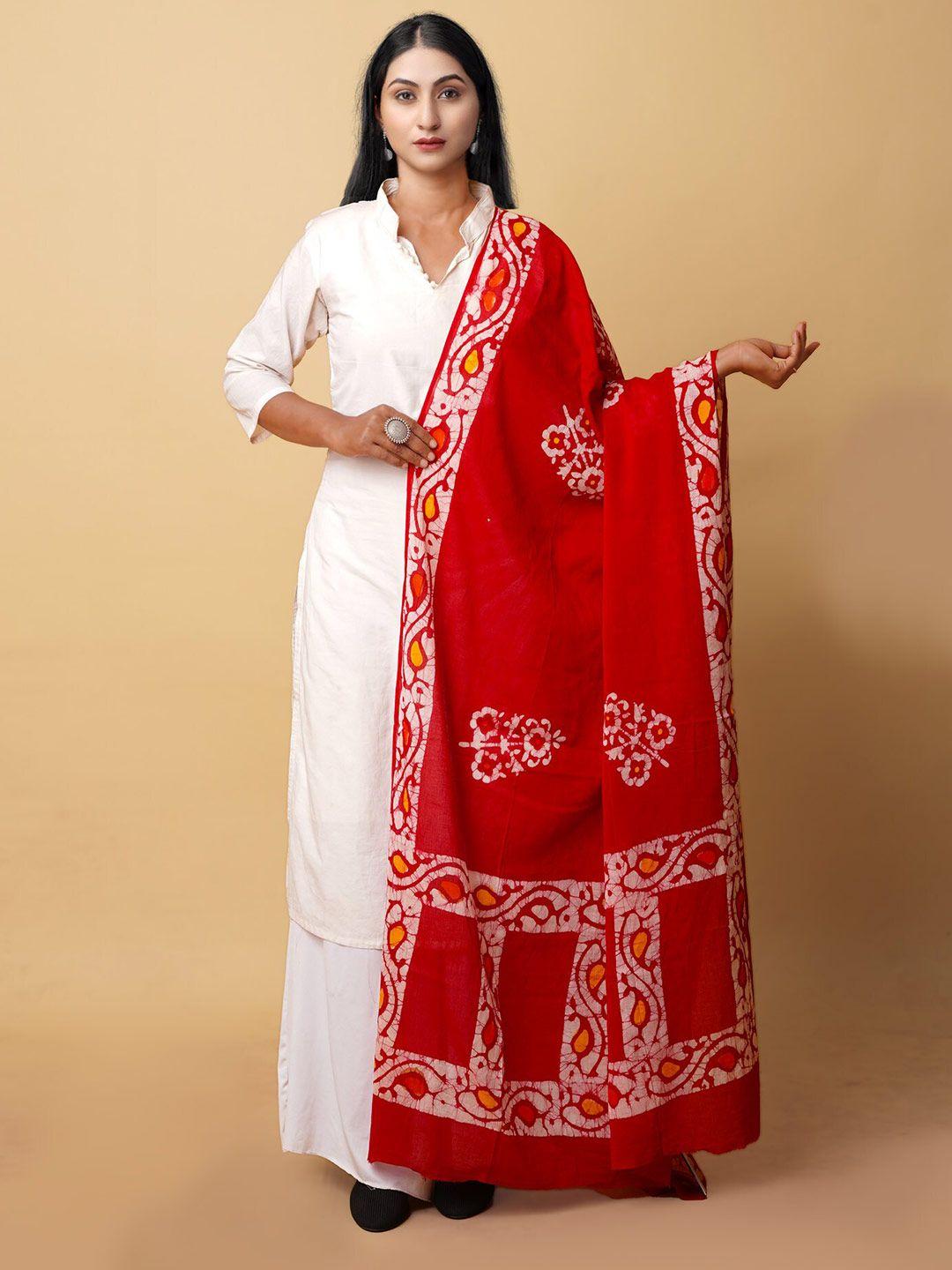 unnati silks ethnic motifs printed pure cotton batik dupatta
