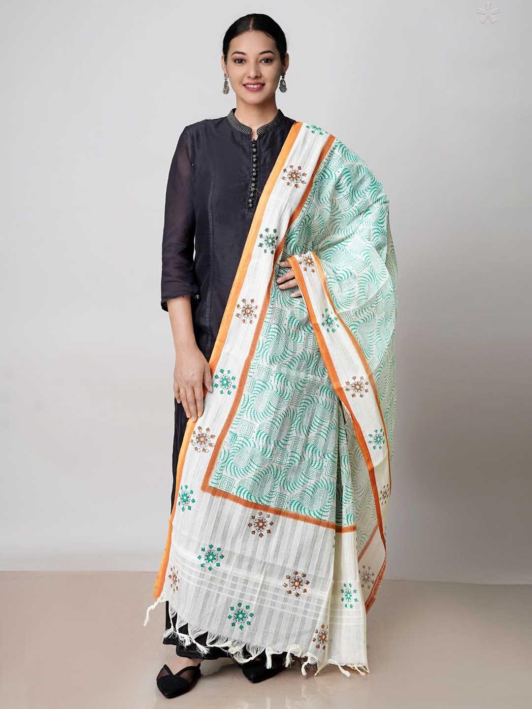 unnati silks ethnic motifs printed pure cotton block print dupatta