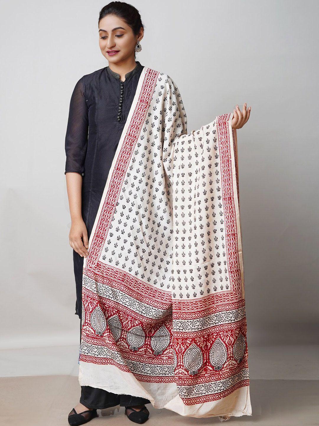 unnati silks ethnic motifs printed pure cotton dupatta