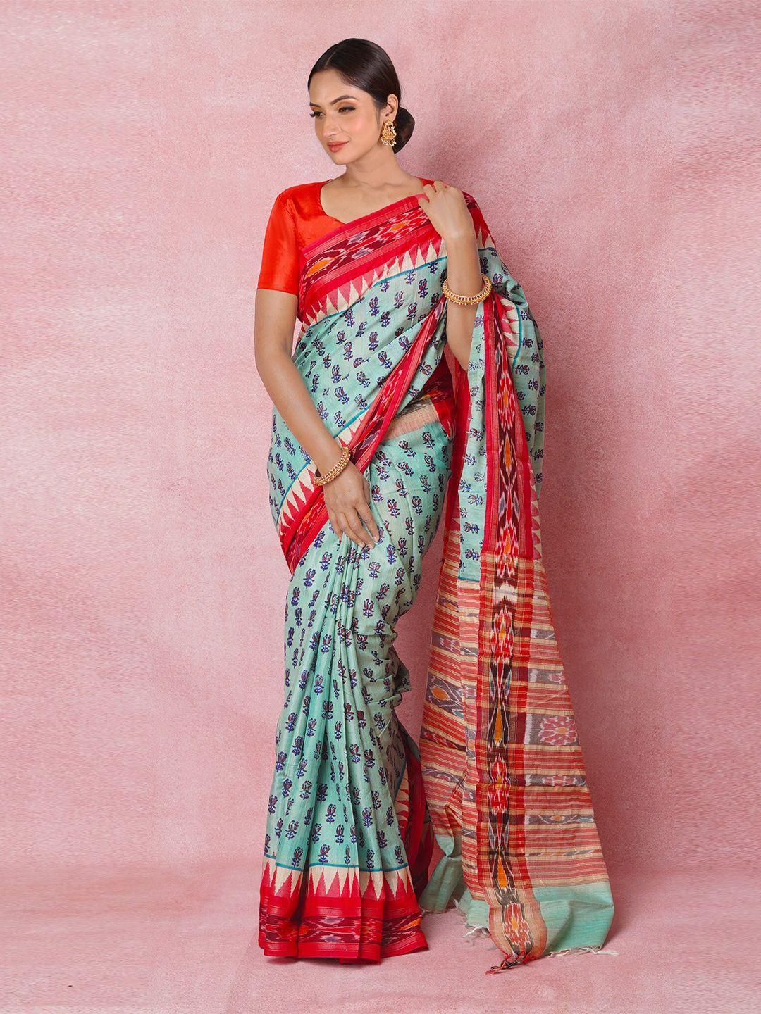 unnati silks ethnic motifs printed pure silk handloom tussar saree