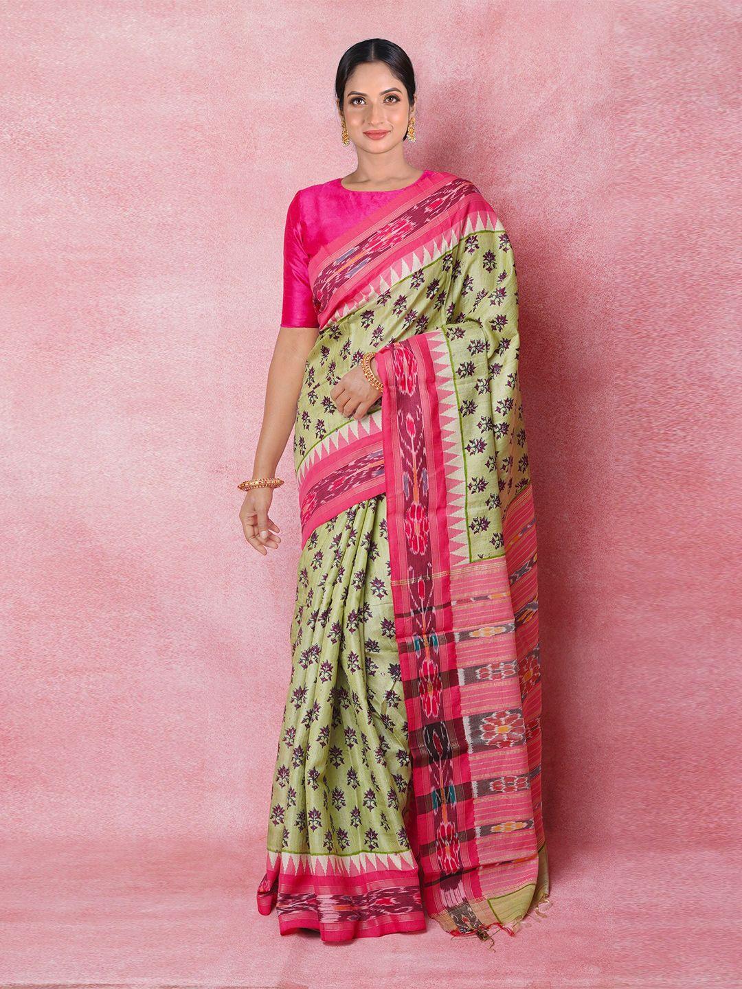 unnati silks ethnic motifs printed pure silk tussar saree