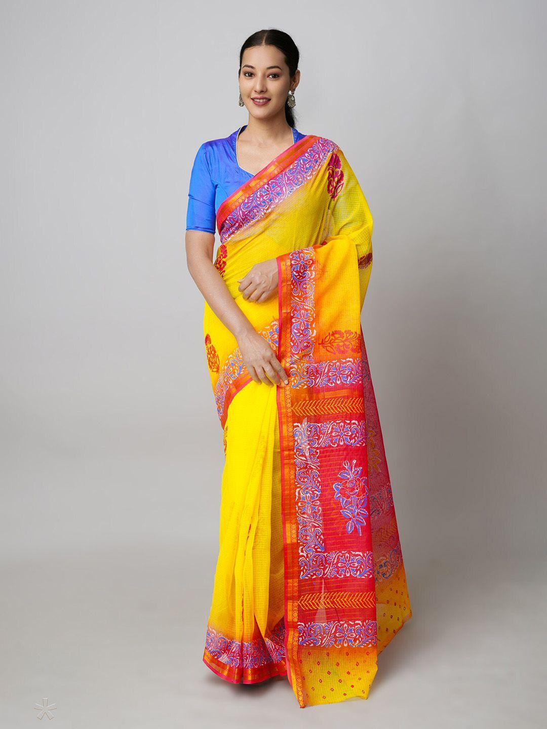 unnati silks ethnic motifs printed zari detail pure cotton kota saree