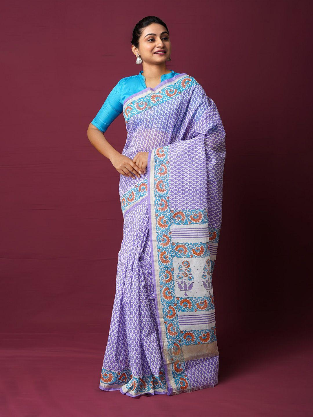 unnati silks ethnic motifs printed zari silk cotton chanderi saree