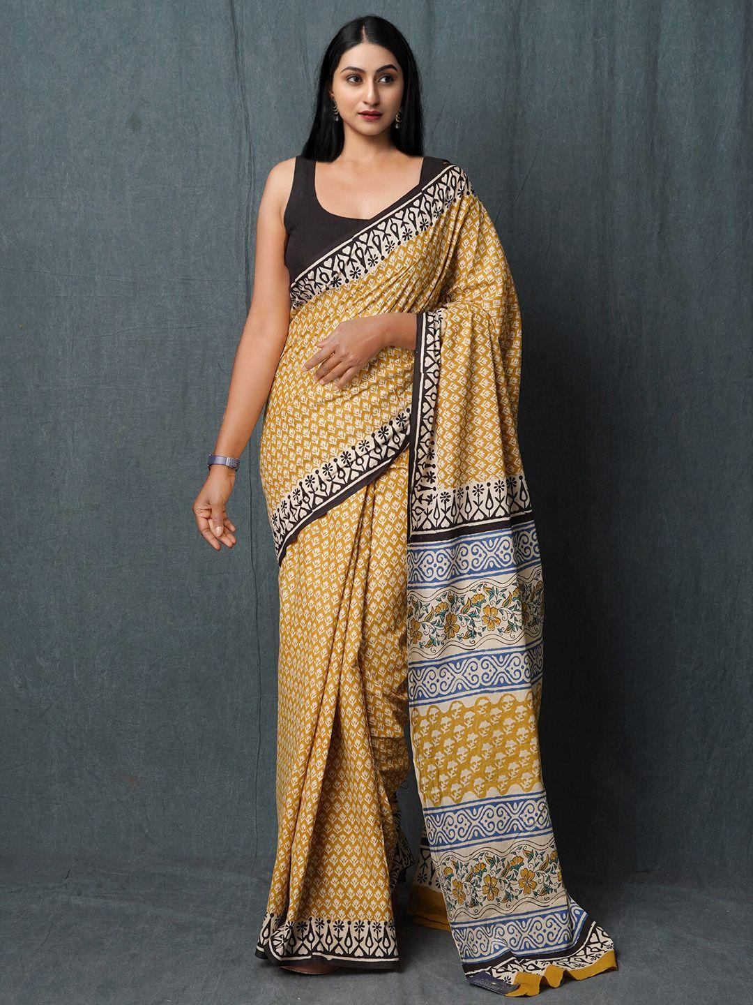 unnati silks ethnic motifs pure cotton handloom bagru saree