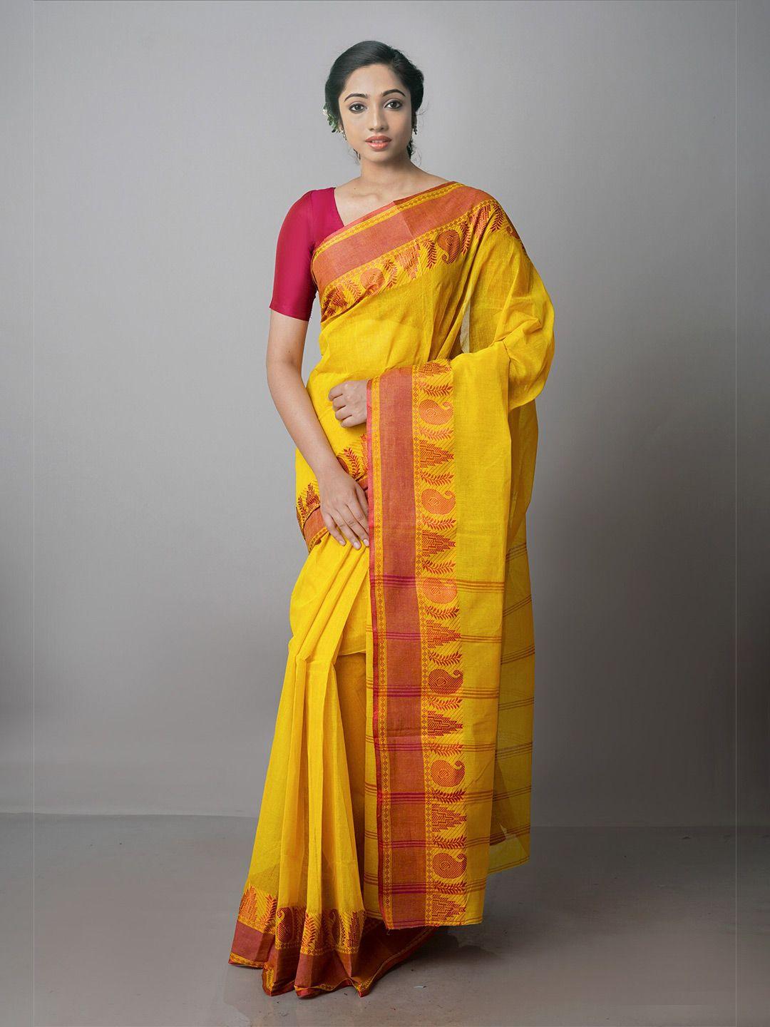 unnati silks ethnic motifs pure cotton taant saree