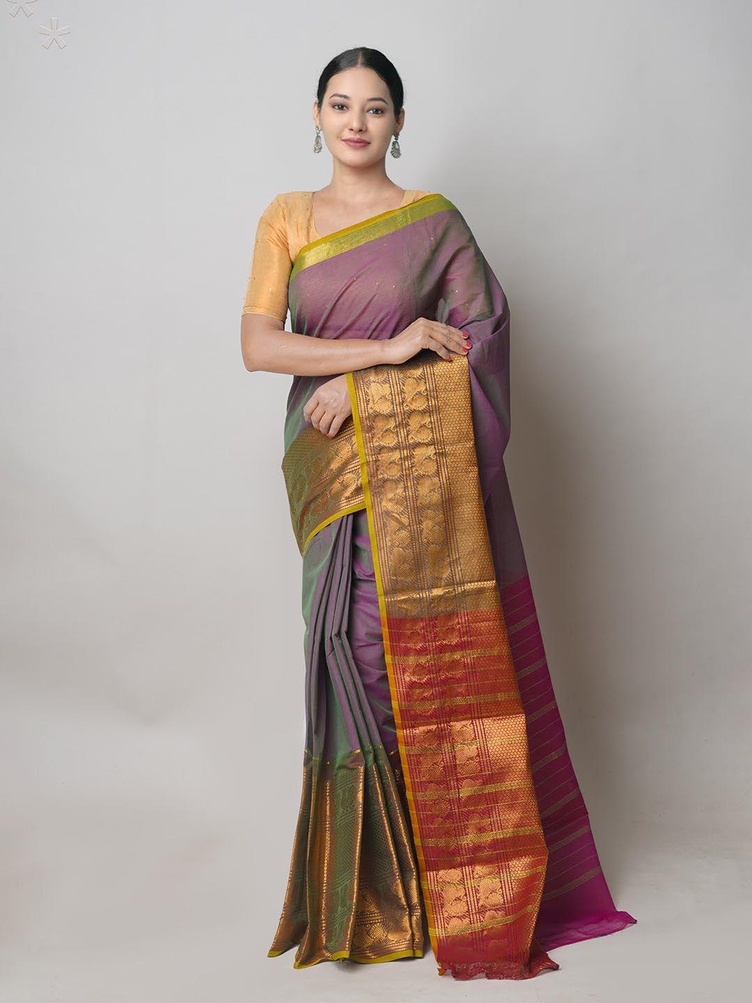 unnati silks ethnic motifs woven design pure cotton handloom narayan peth saree
