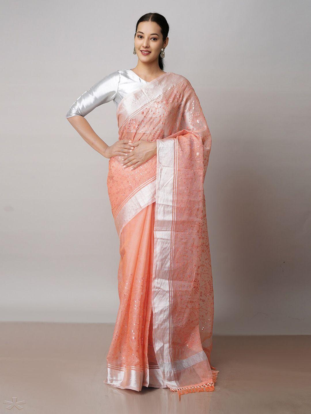 unnati silks floral embroidered zari pure cotton handloom kota saree