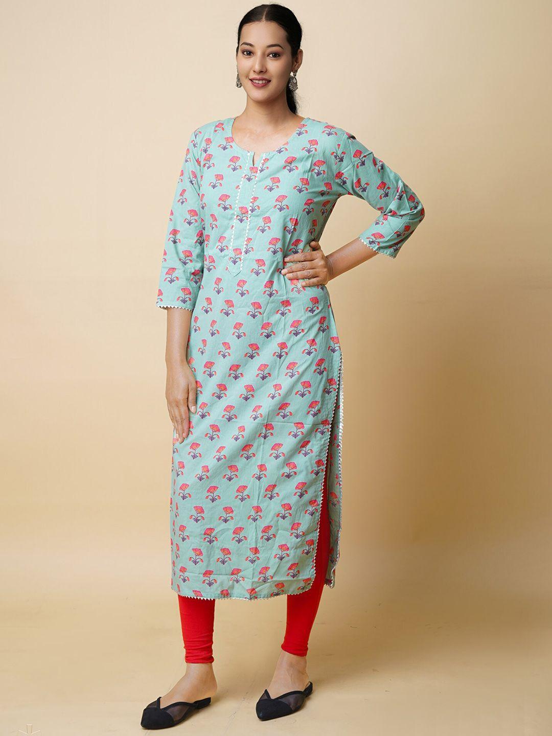 unnati silks floral printed flared sleeves gotta patti handloom kurta