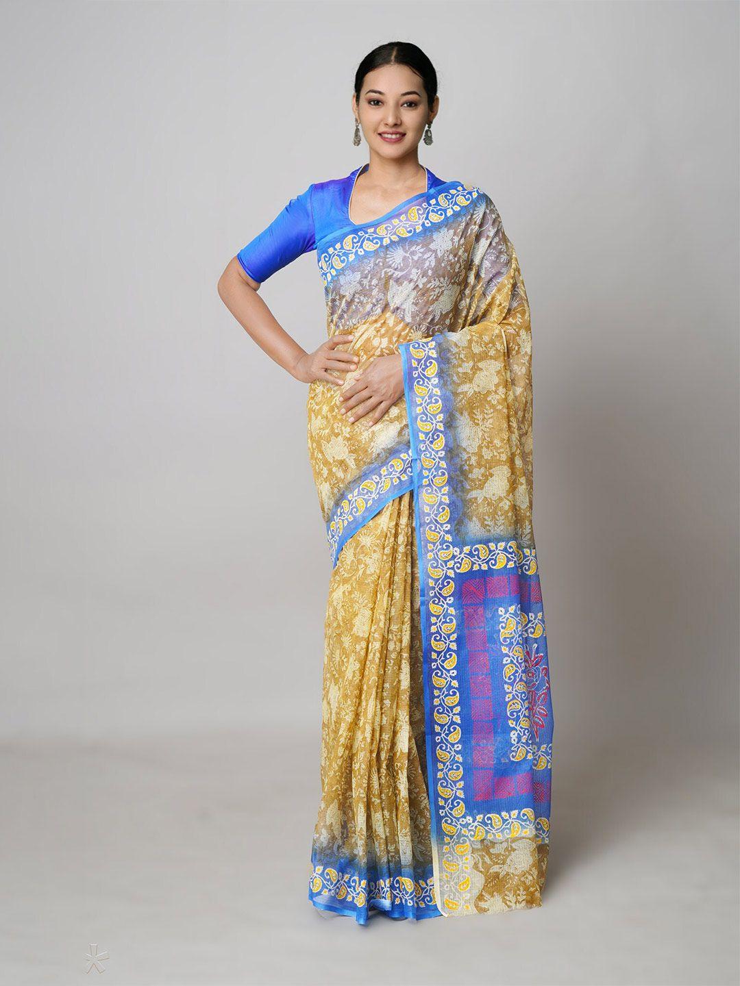 unnati silks floral printed pure cotton kota saree