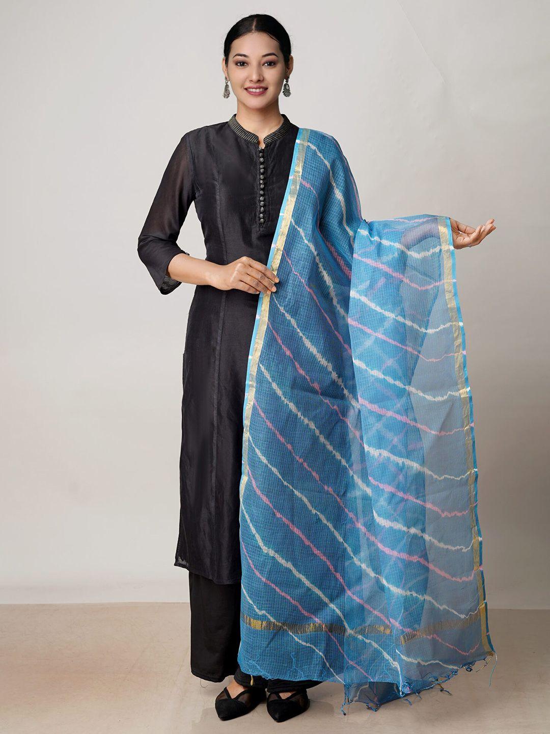 unnati silks leheriya printed pure cotton dupatta with zari