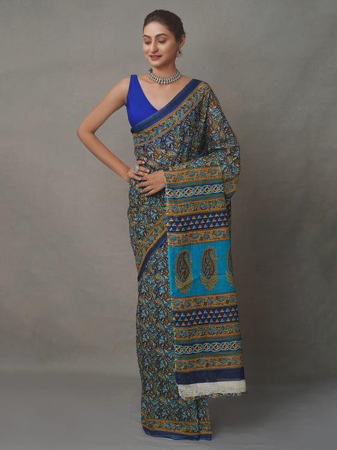 unnati silks multicolor cotton printed saree with blouse