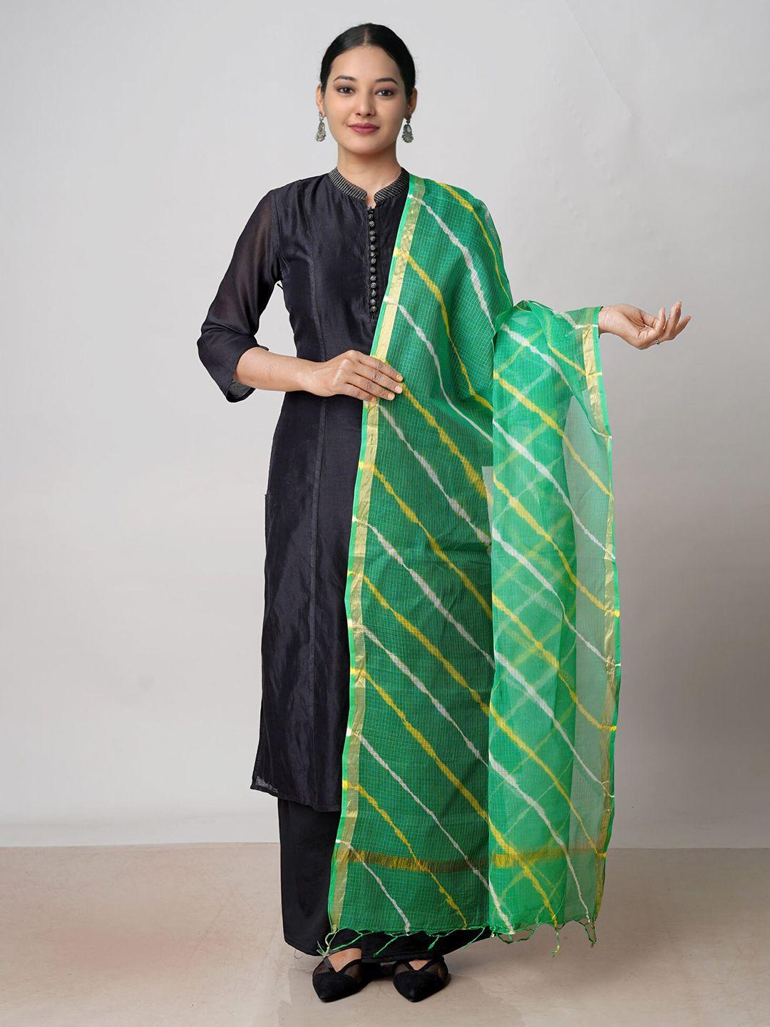 unnati silks printed pure cotton tie and dye dupatta with zari