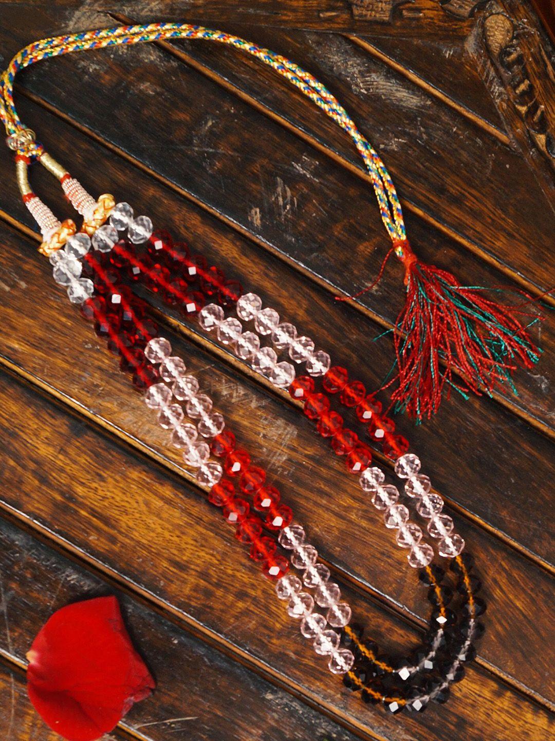 unnati silks red & white layered necklace