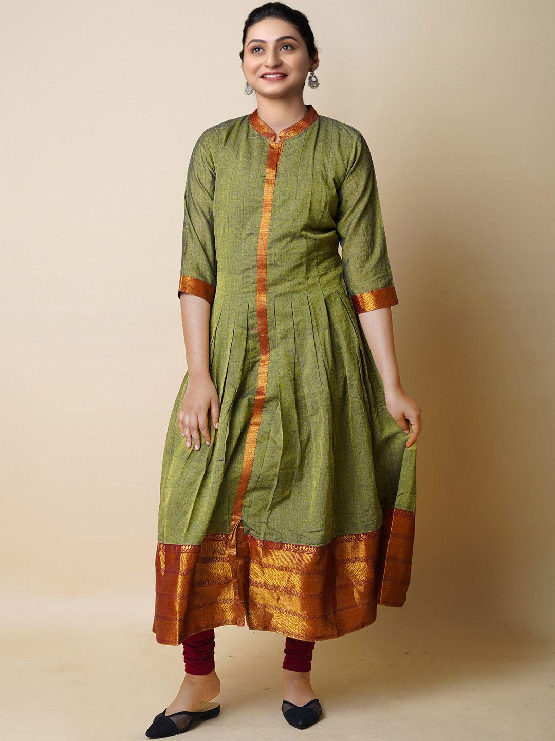 unnati silks sequinned cotton handloom anarkali kurta