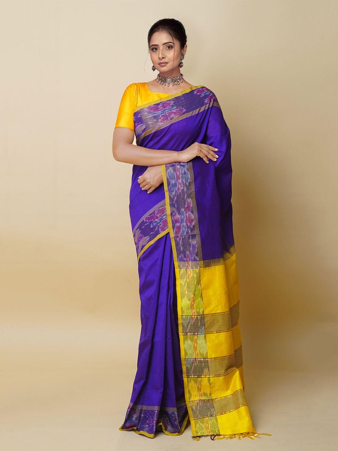unnati silks violet woven design silk blend pochampally saree