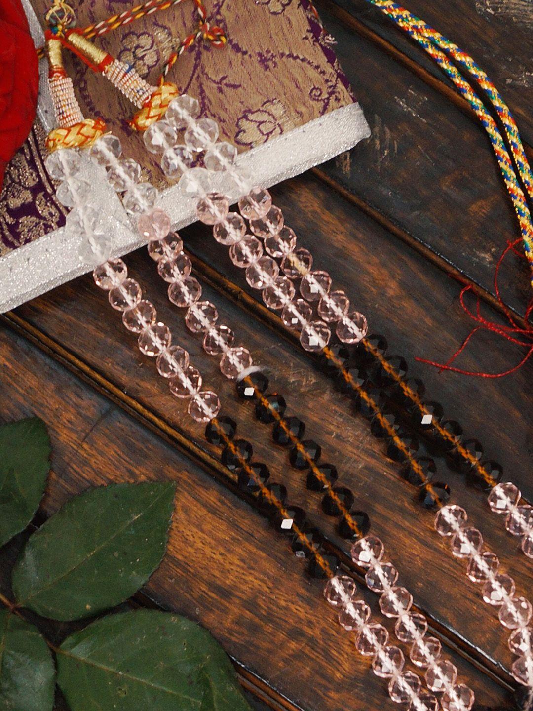 unnati silks white & brown layered necklace