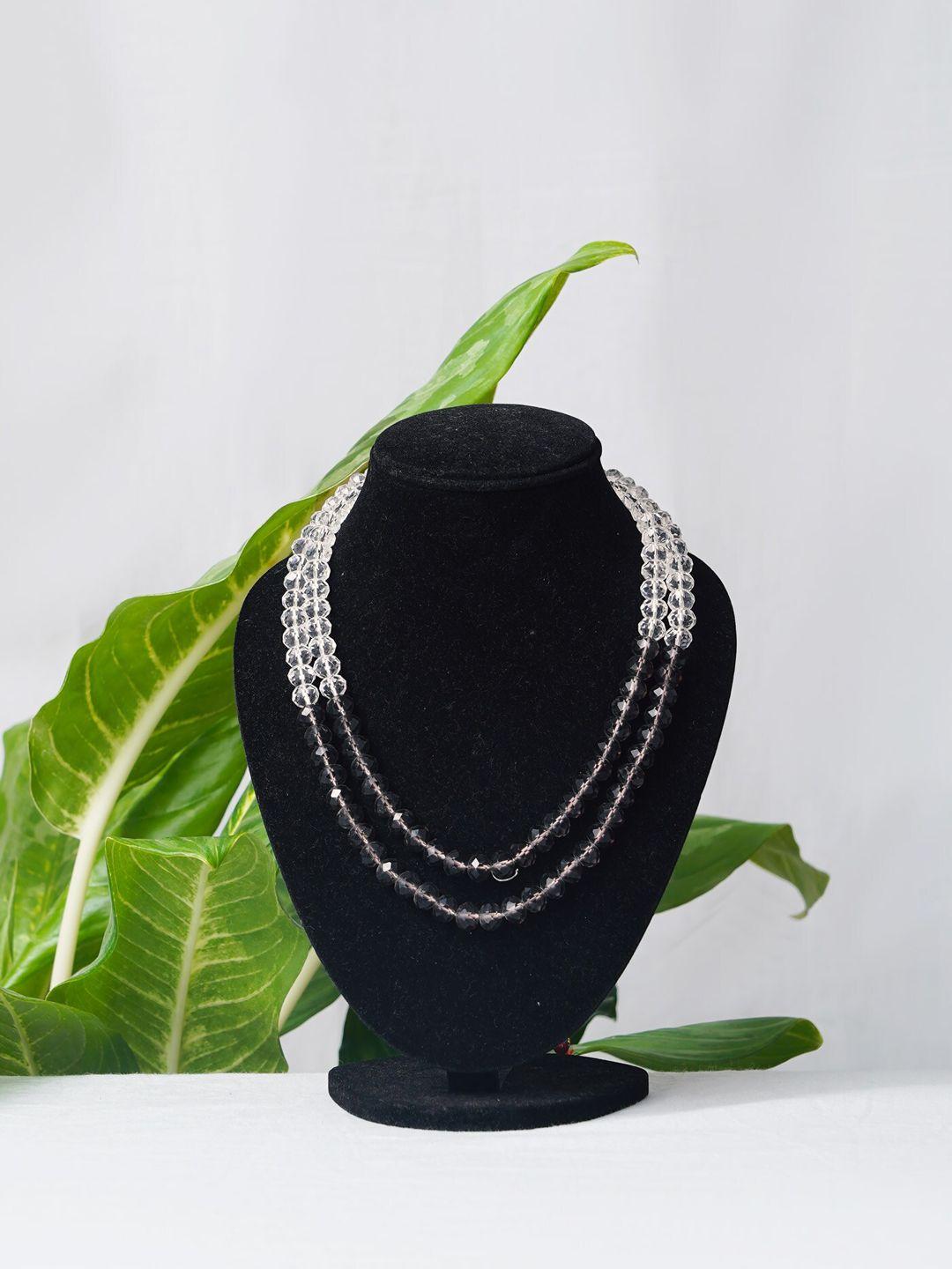 unnati silks white & grey layered necklace