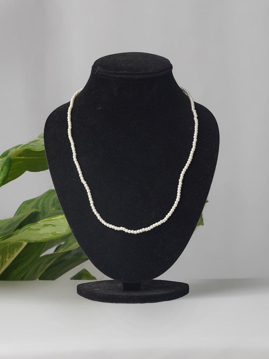 unnati silks white beaded necklace