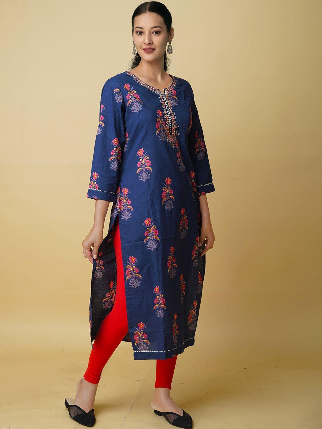 unnati silks women floral flared sleeves gotta patti handloom kurta