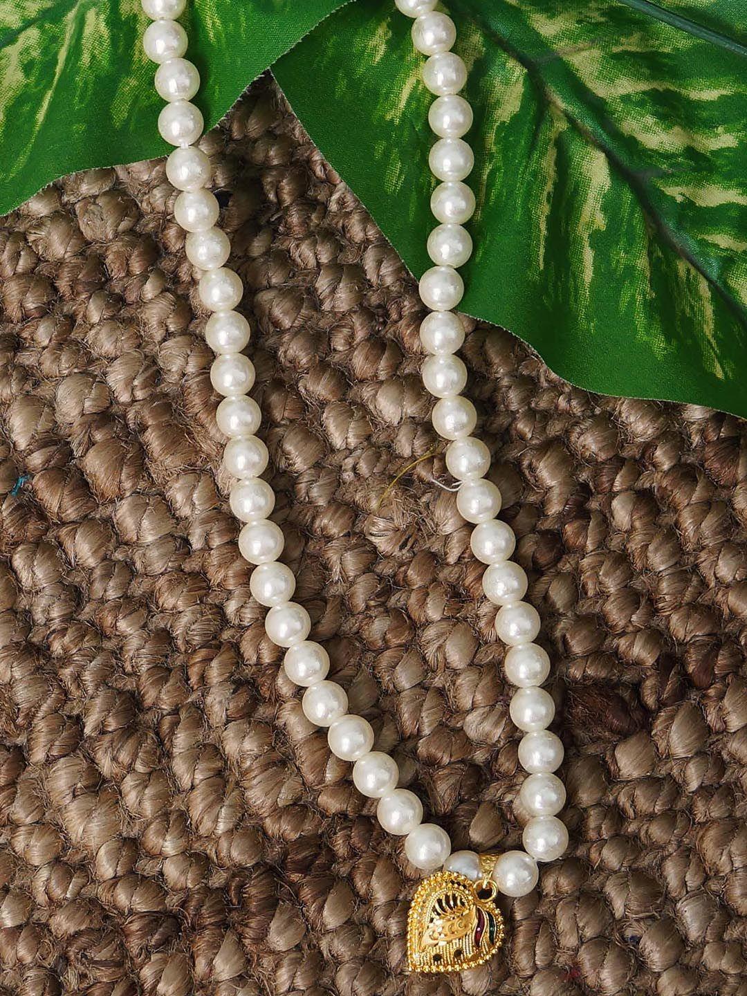 unnati silks women white & gold-toned beaded necklace