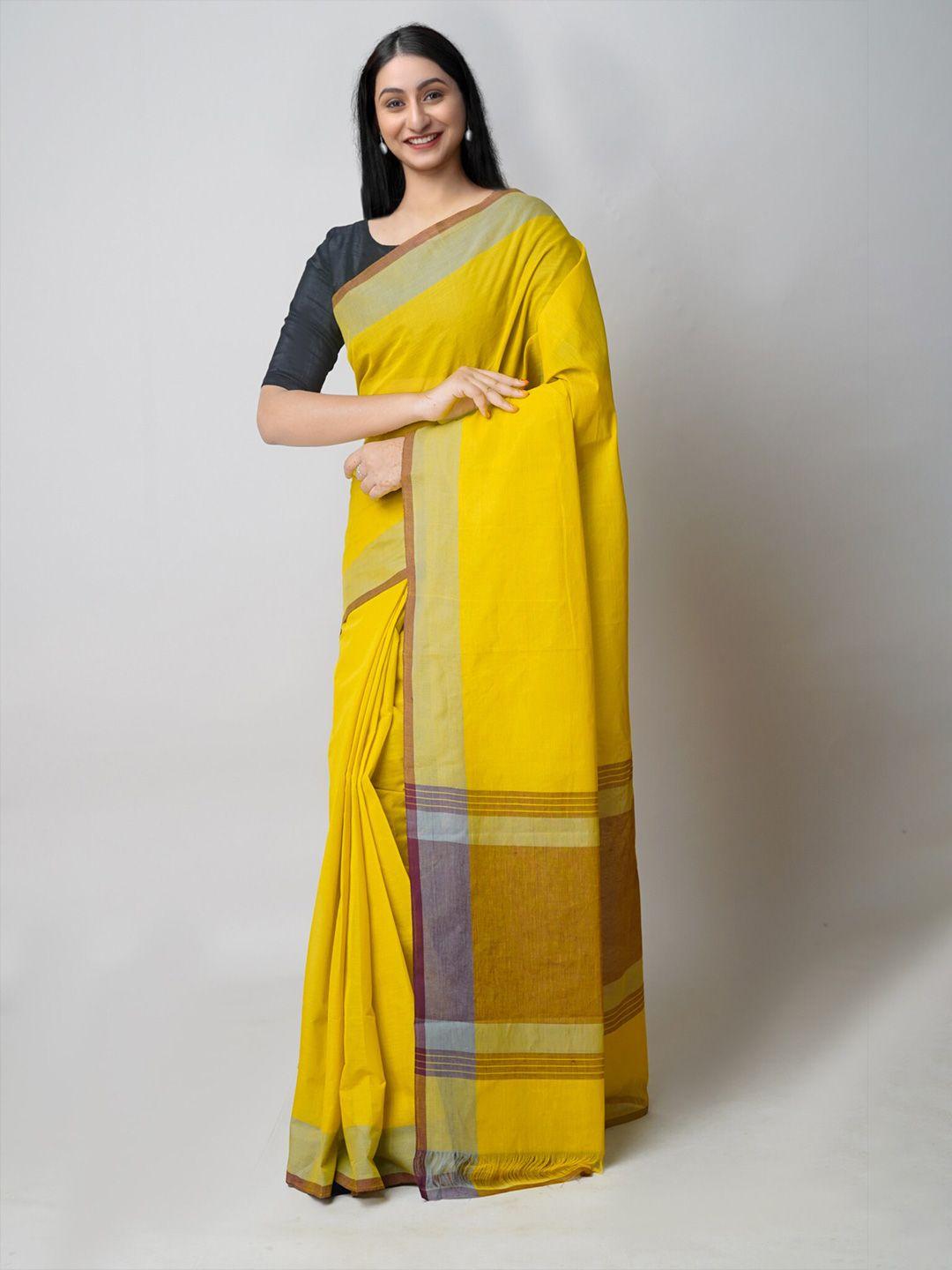 unnati silks yellow & red pure cotton mangalagiri saree