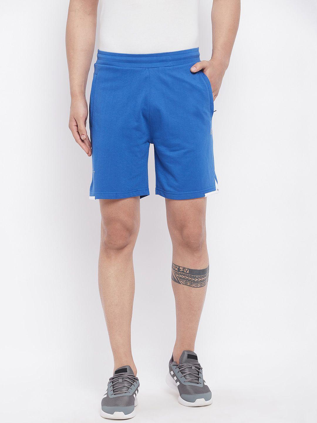 unpar men blue outdoor cotton sports shorts