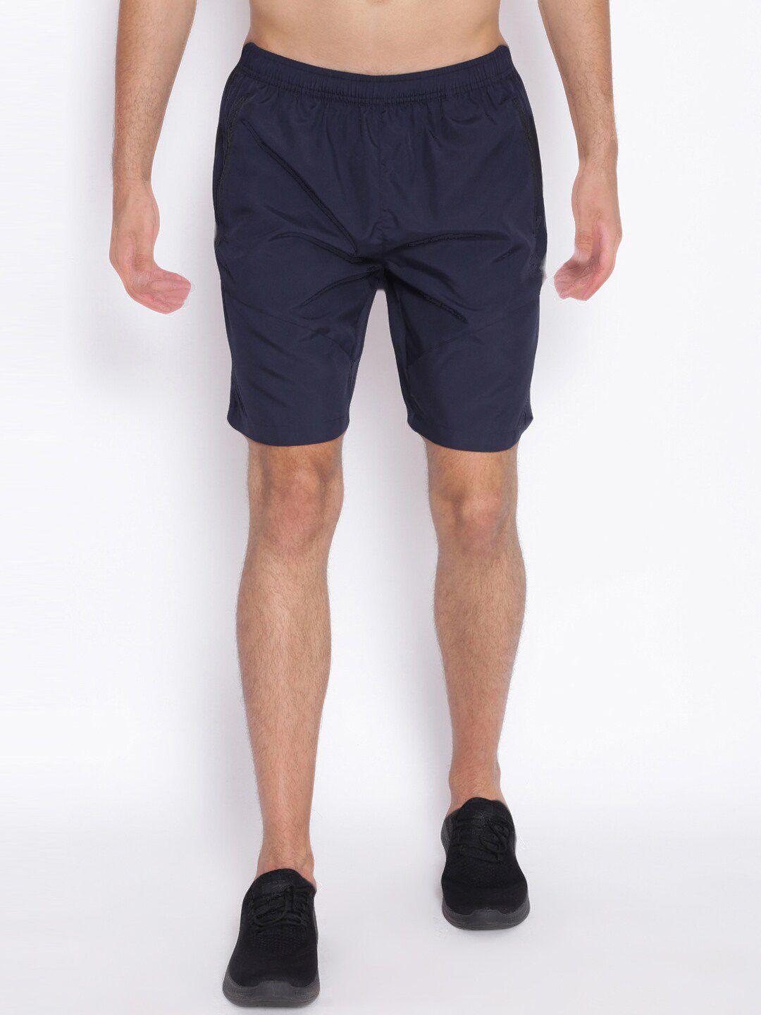 unpar men navy blue solid sports shorts