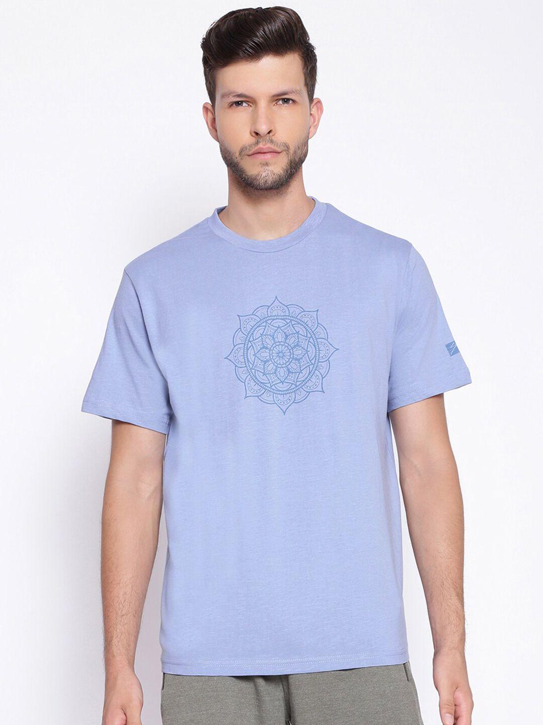 unpar men blue printed t-shirt