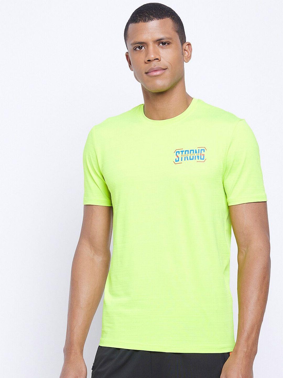 unpar men fluorescent green typography t-shirt