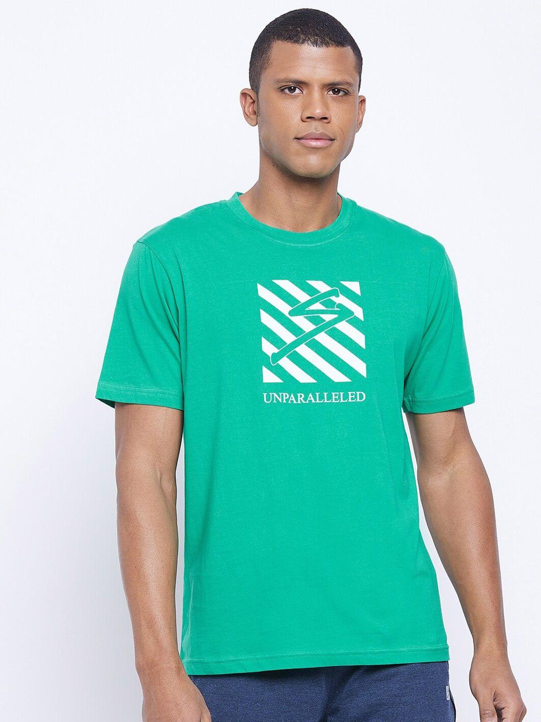 unpar men green printed t-shirt