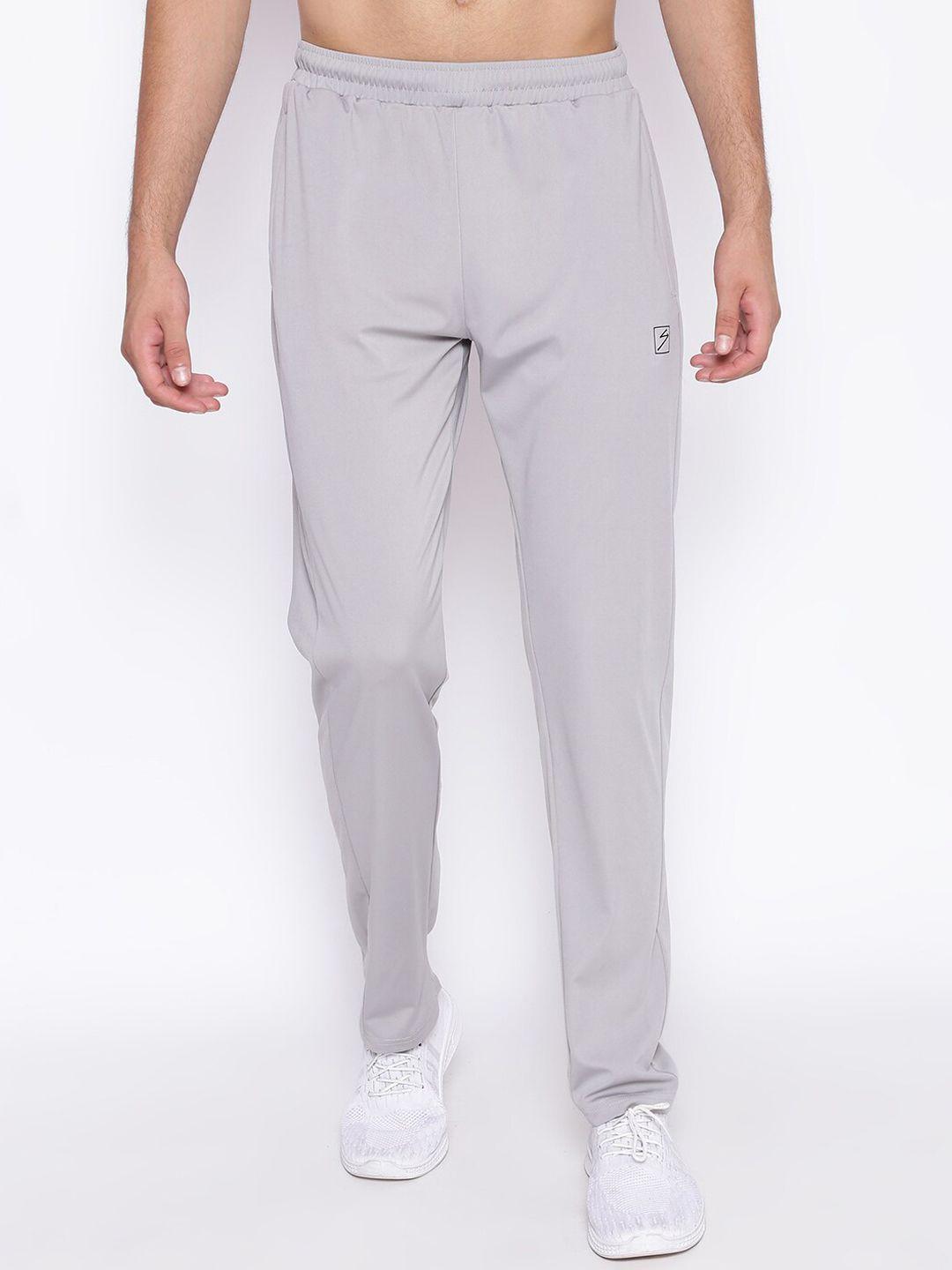 unpar men grey solid regular fit sports track pants