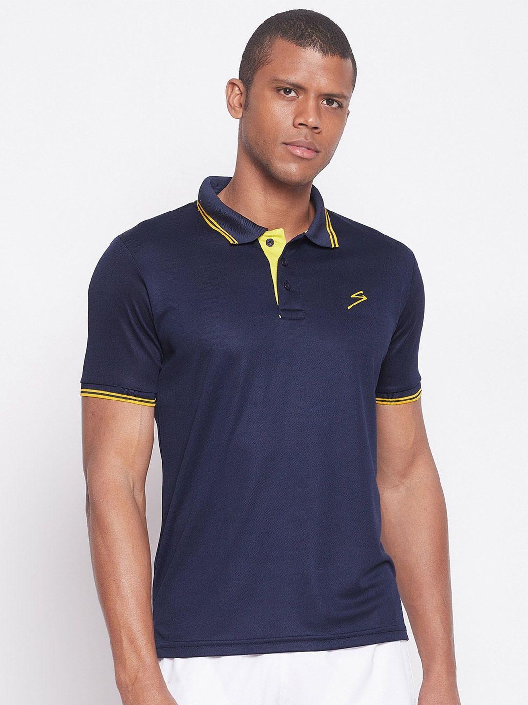 unpar men navy blue polo collar t-shirt