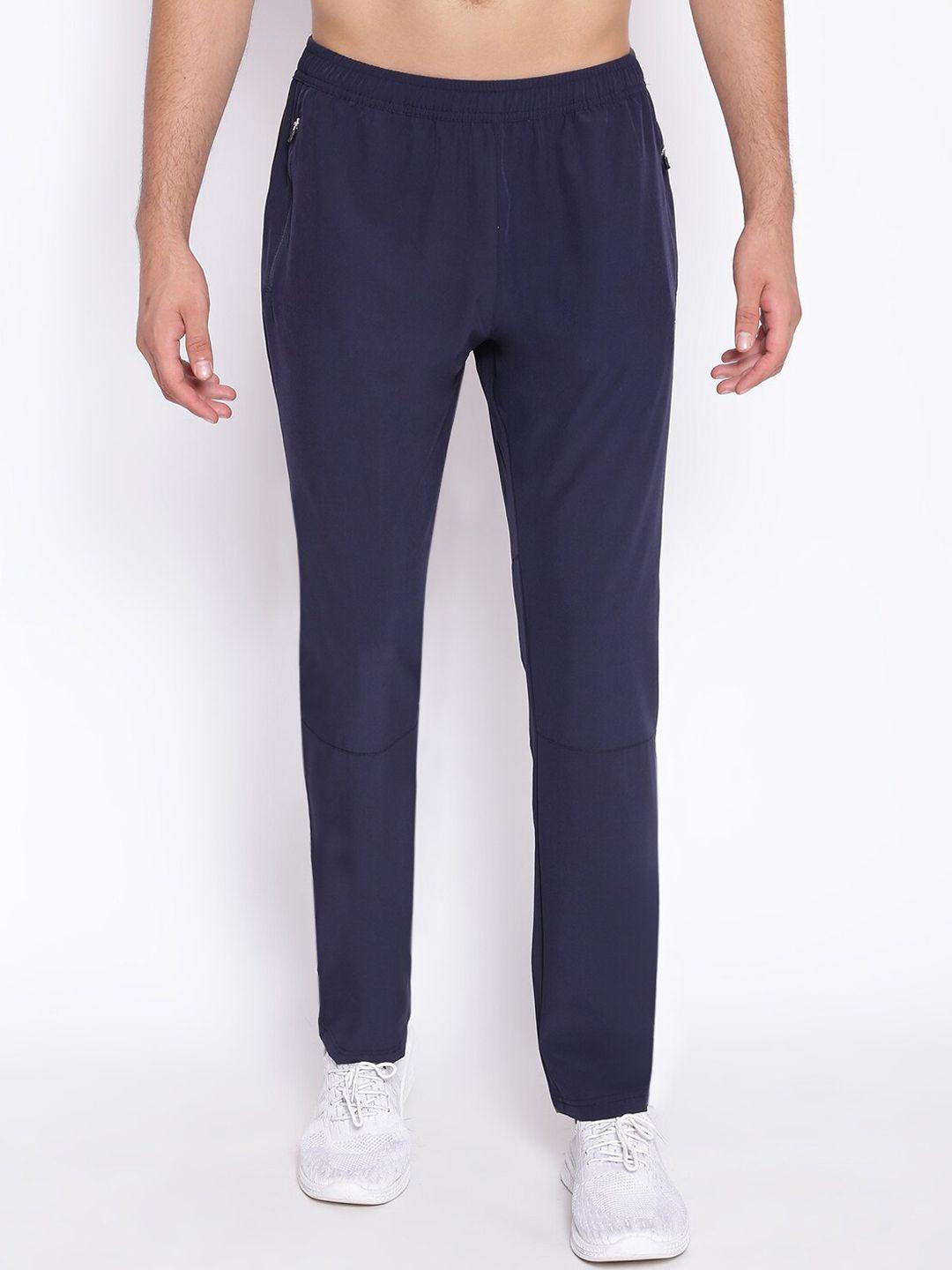 unpar men navy blue solid track pant