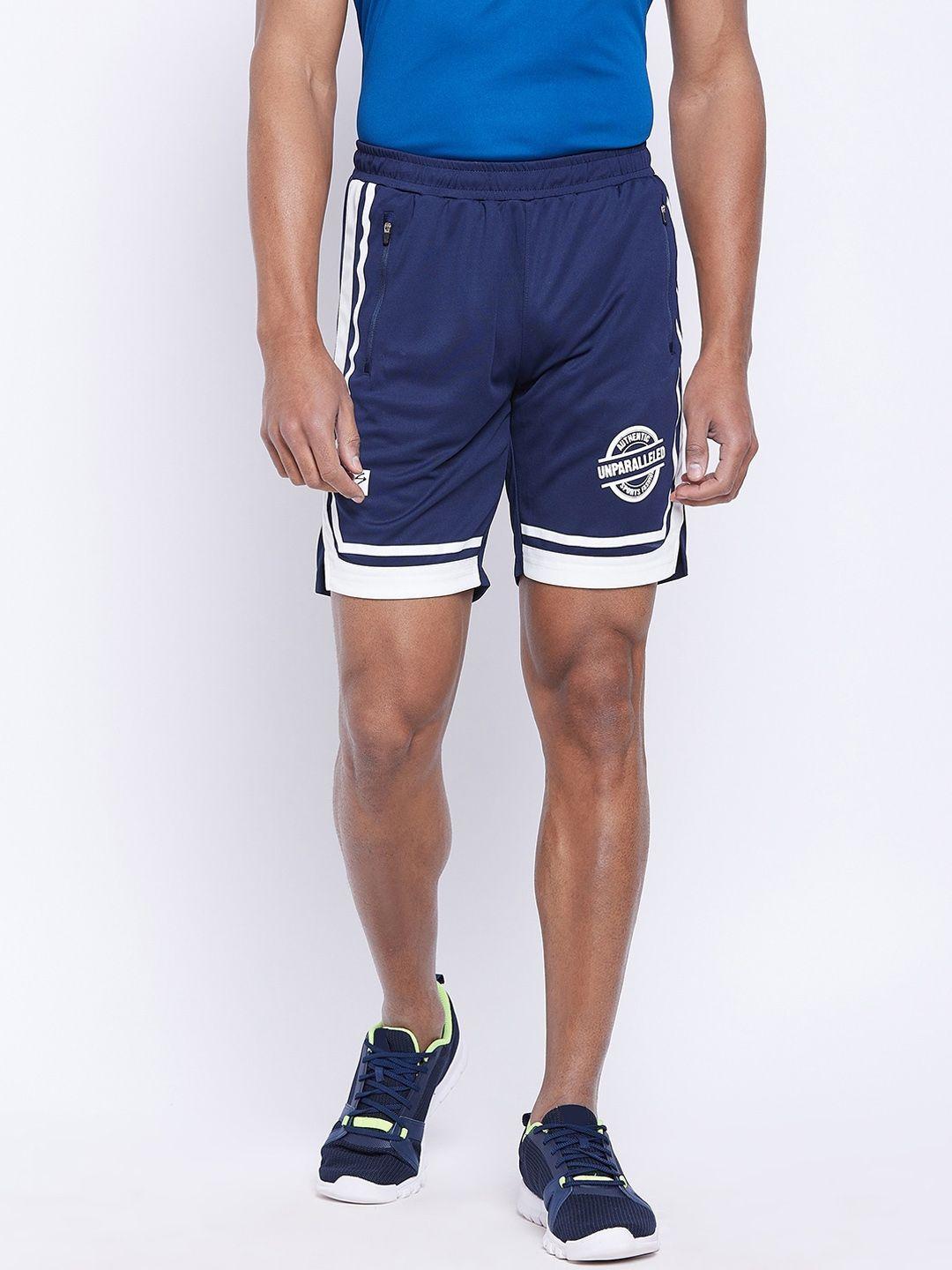 unpar men navy blue striped outdoor sports shorts