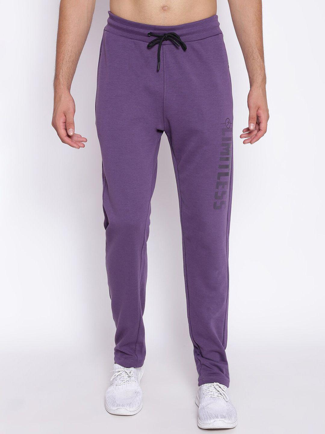 unpar men purple printed cotton regular fit sports track pants