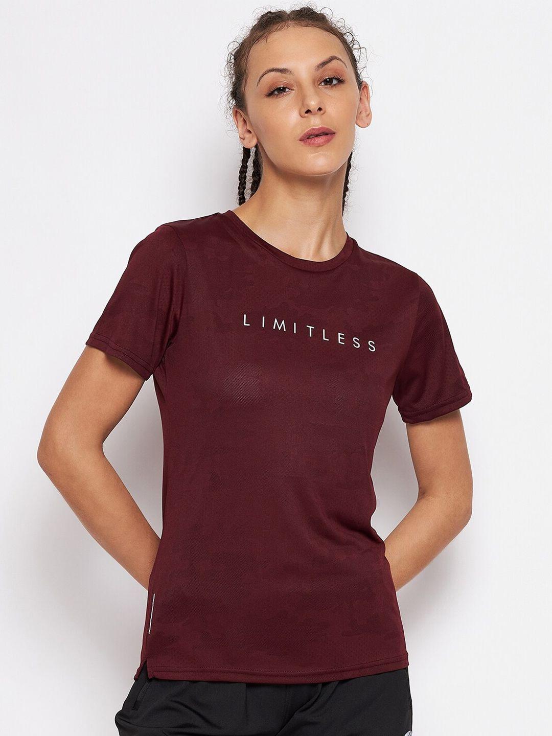 unpar women maroon typography printed t-shirt